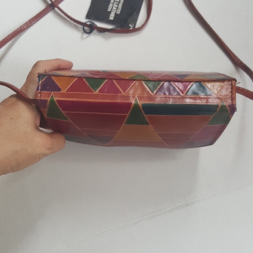 Geometric print vintage leather purse crossbody - Picture 5 of 8